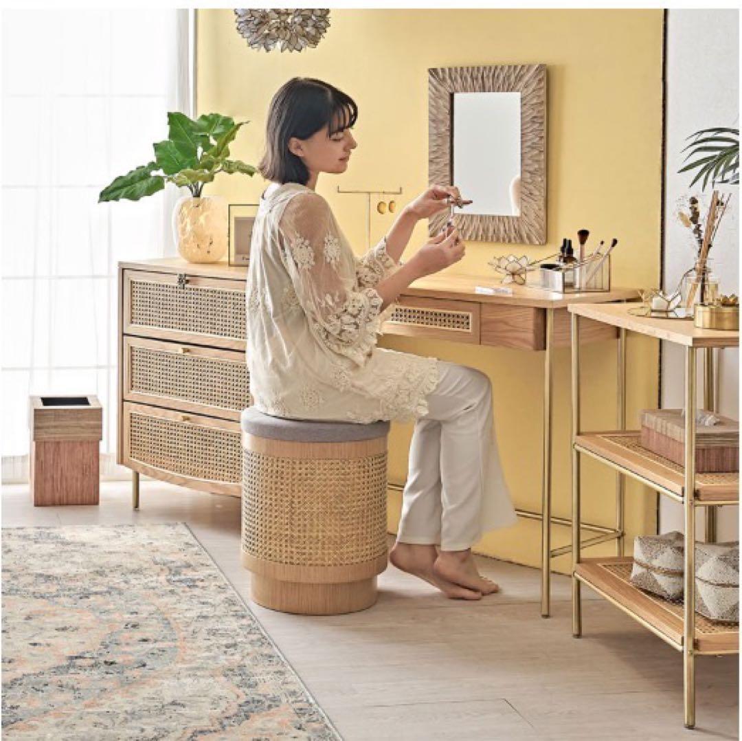 ※引き取り可能な方又は着払いの方限定※ スツール ラタン木製 グレー　収納付き