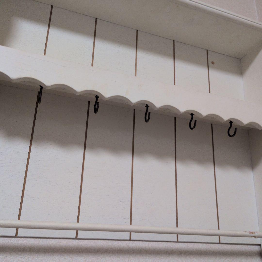 旧 imane ホワイトカップボード 木製 壁掛けシェルフ