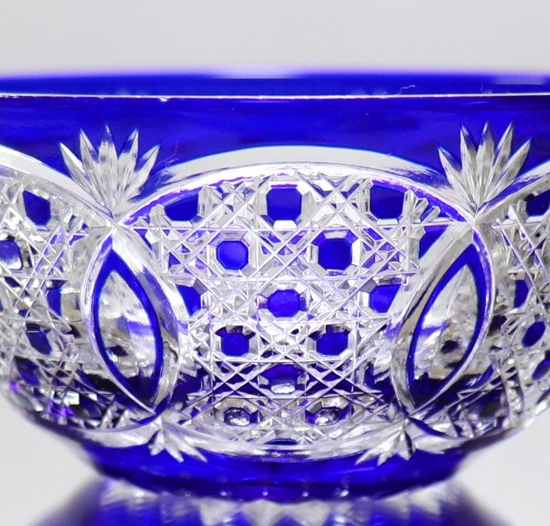 オールド・バカラ 最上級 青色被せガラス 切子小鉢 懐石料理 ボウル ディアマン