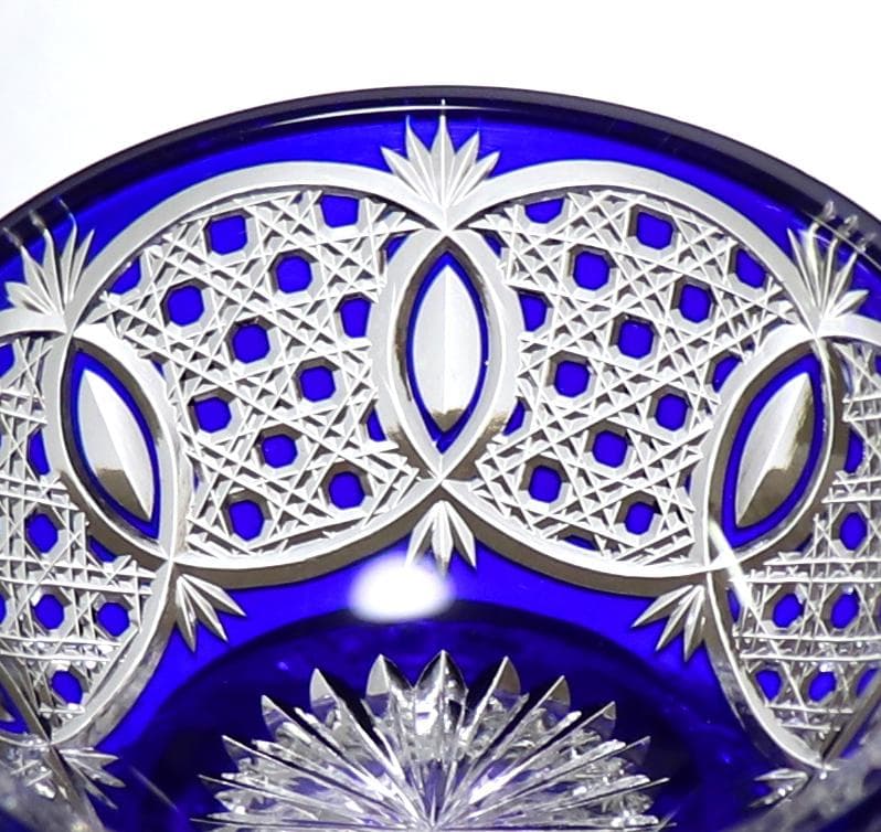 オールド・バカラ 最上級 青色被せガラス 切子小鉢 懐石料理 ボウル ディアマン