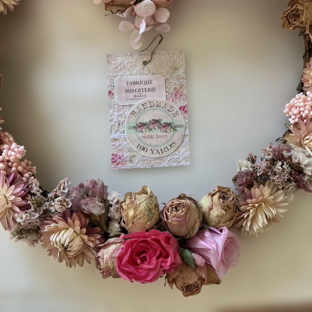 リースドライフラワー ハート形リース ピンク バラ ひな祭り - メルカリ