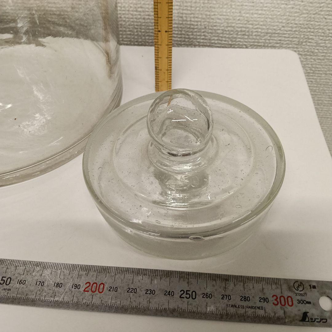 ガラス製キャニスター　013　昭和レトロ・ガラス蓋付き・美品