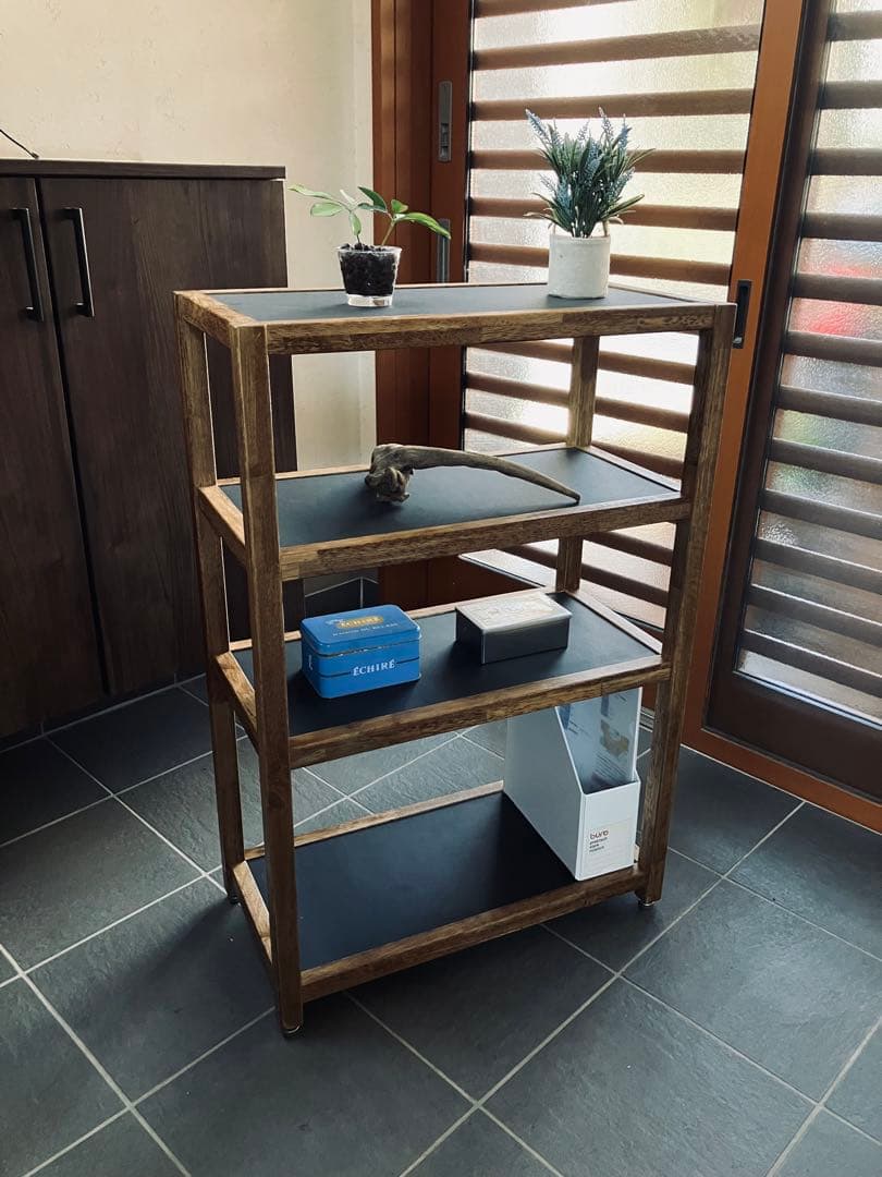 リノリウム×ラバーウッド　オープンシェルフ　オープンラック　ハンドメイド