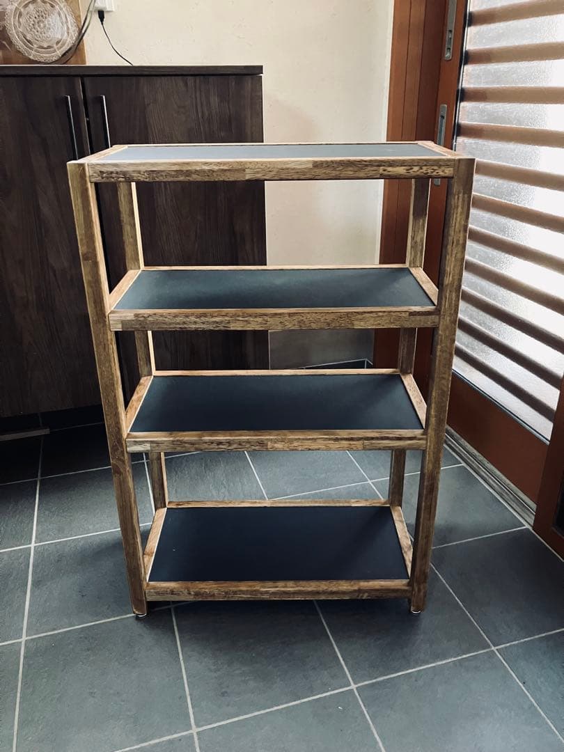 リノリウム×ラバーウッド　オープンシェルフ　オープンラック　ハンドメイド