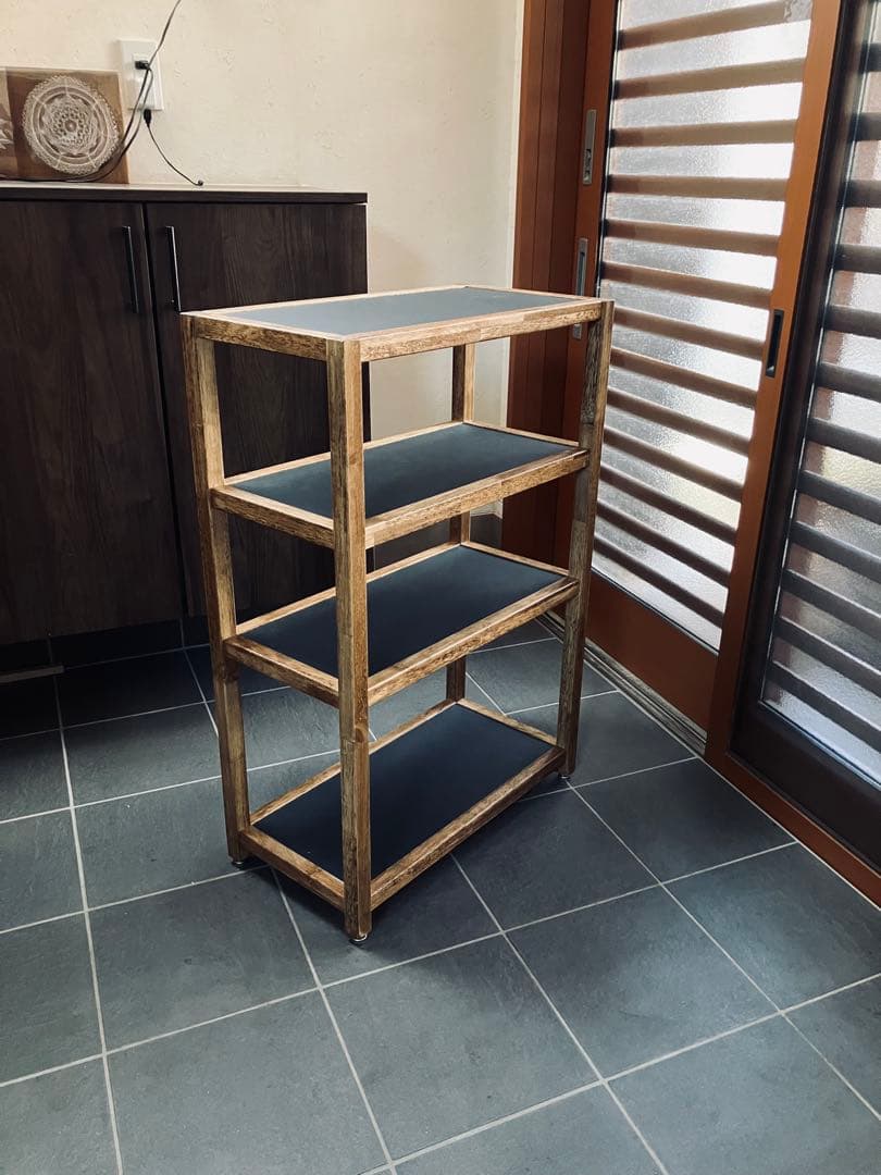 リノリウム×ラバーウッド　オープンシェルフ　オープンラック　ハンドメイド