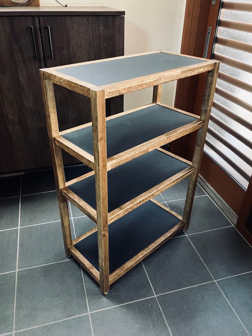 リノリウム×ラバーウッド　オープンシェルフ　オープンラック　ハンドメイド