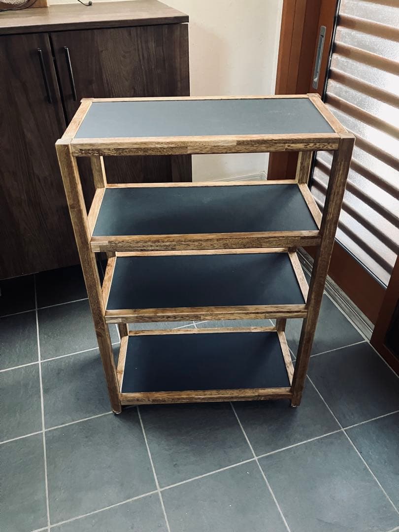 リノリウム×ラバーウッド　オープンシェルフ　オープンラック　ハンドメイド