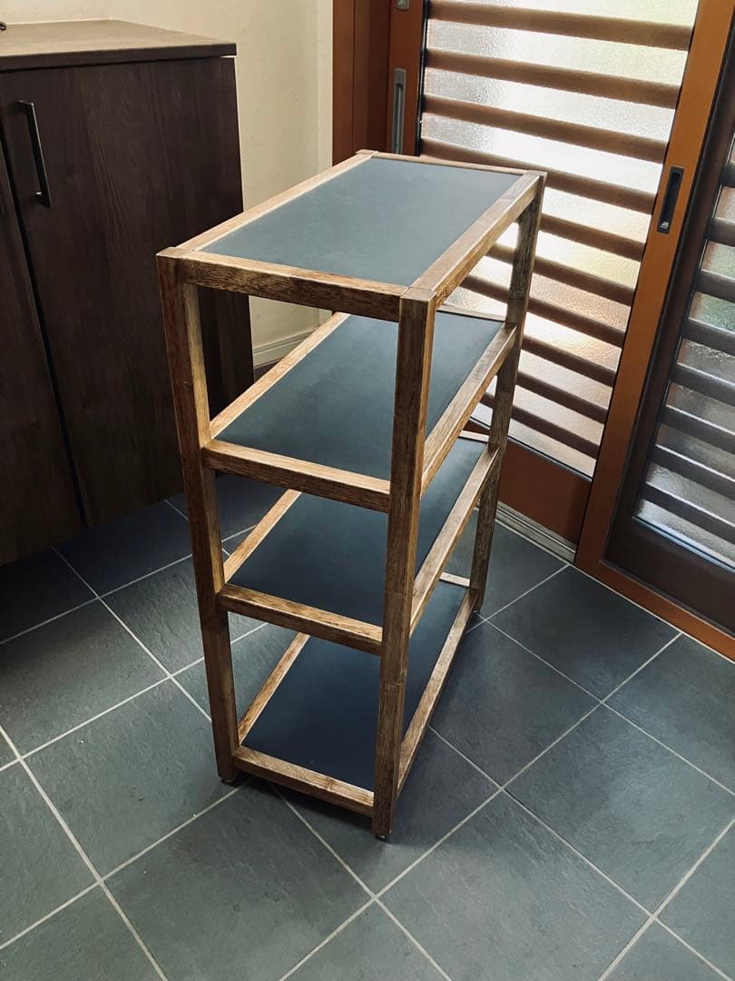 リノリウム×ラバーウッド　オープンシェルフ　オープンラック　ハンドメイド