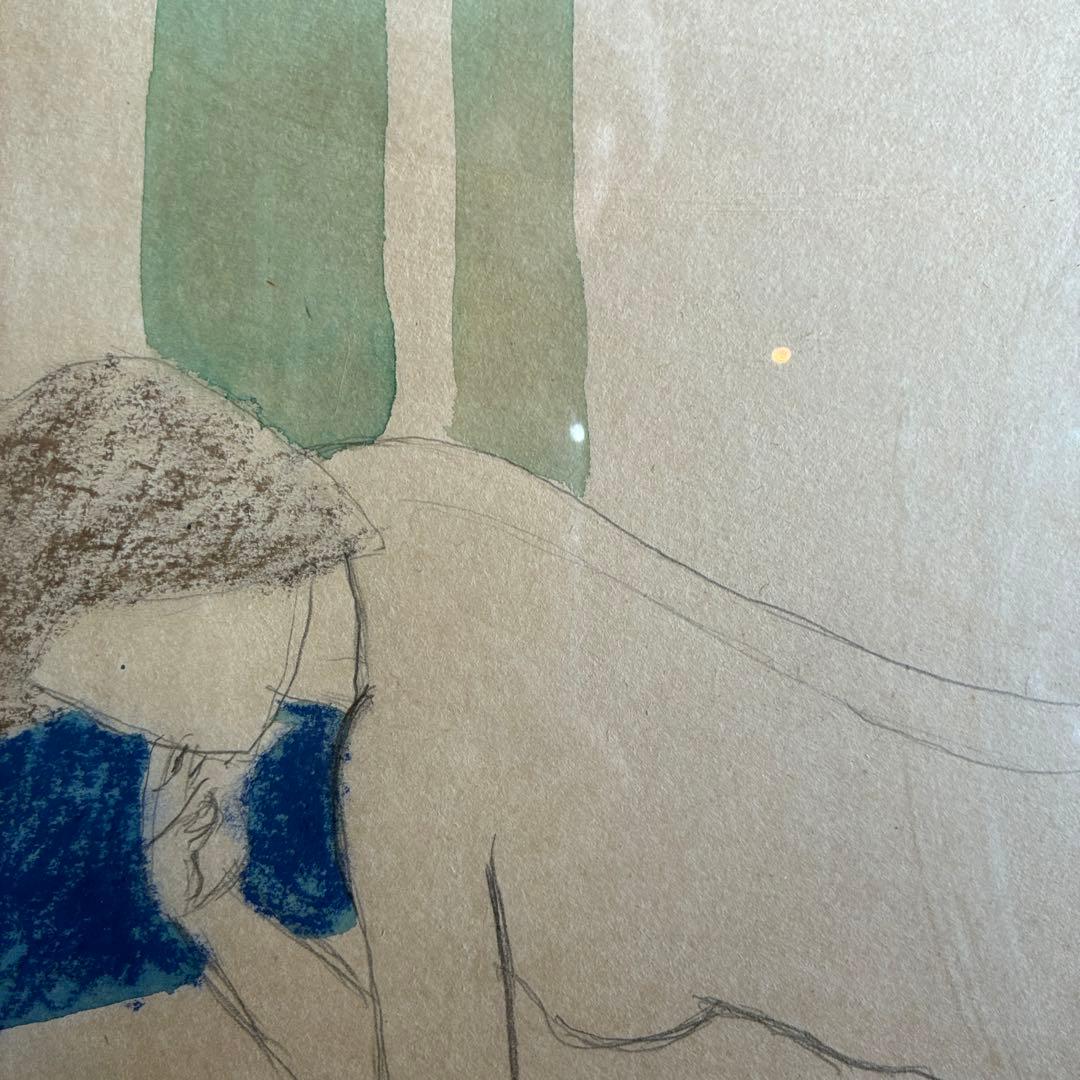 手代木克信 デッサン 素画 女性画 裸婦 サイン入 額付 25.12.17-2