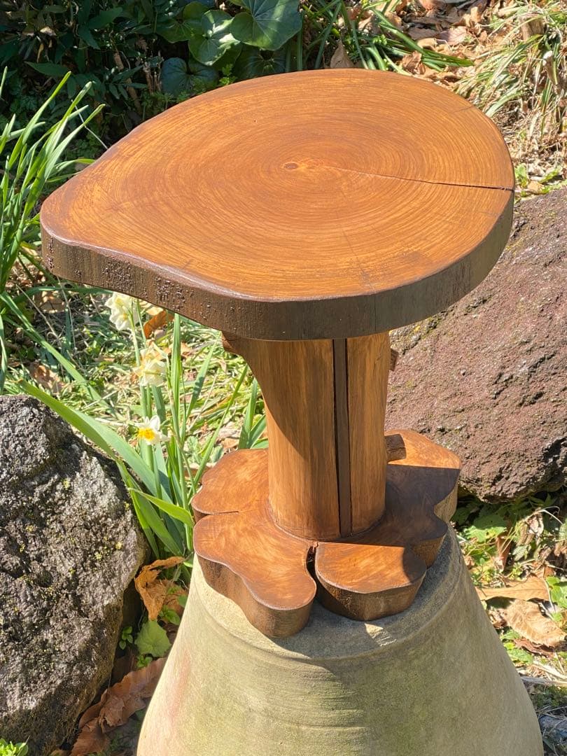 木製 自然形状 テーブル 観葉植物スタンド スツール