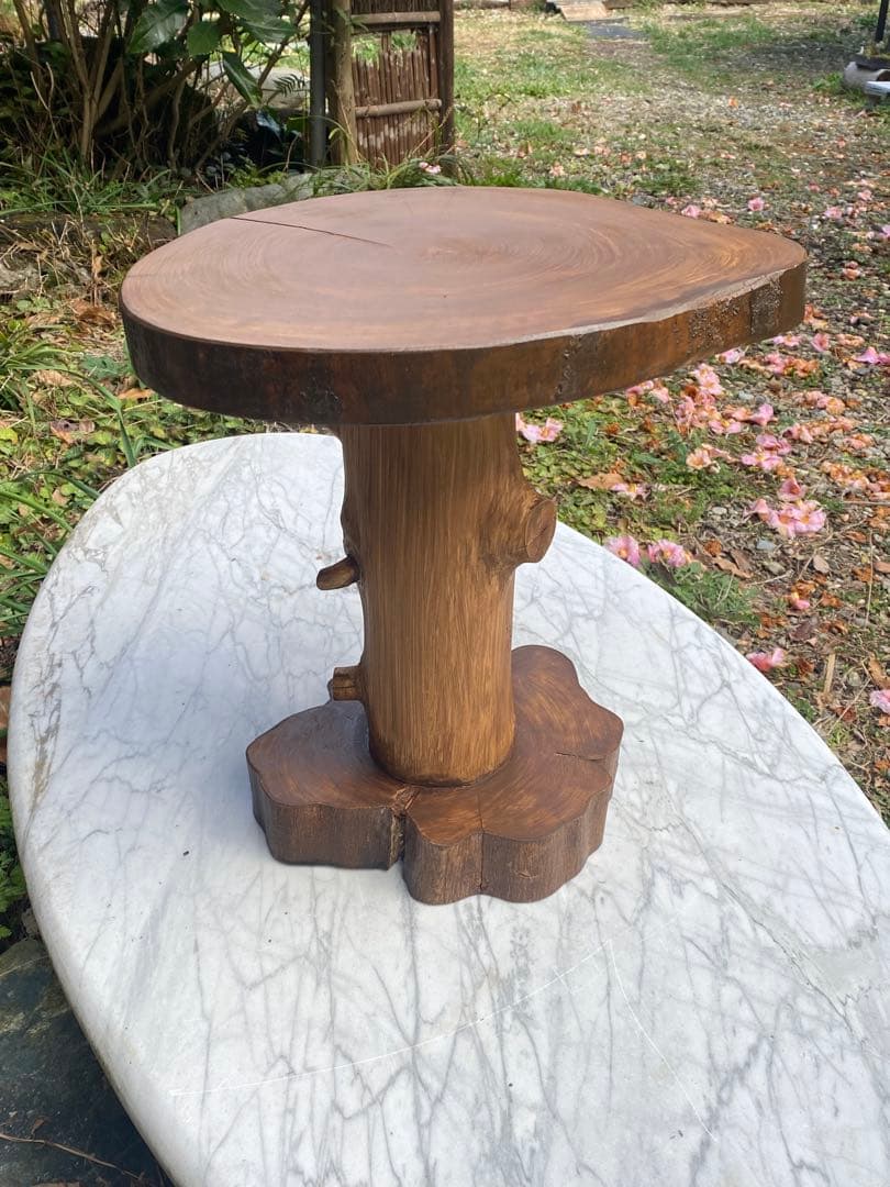 木製 自然形状 テーブル 観葉植物スタンド スツール