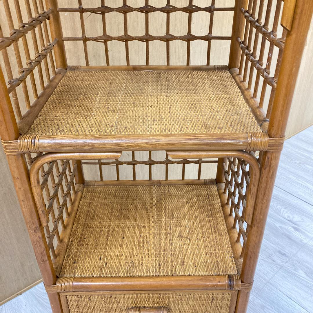 ヴィンテージ アーチ ラタン チェスト 棚 ラック 飾り棚 昭和レトロ