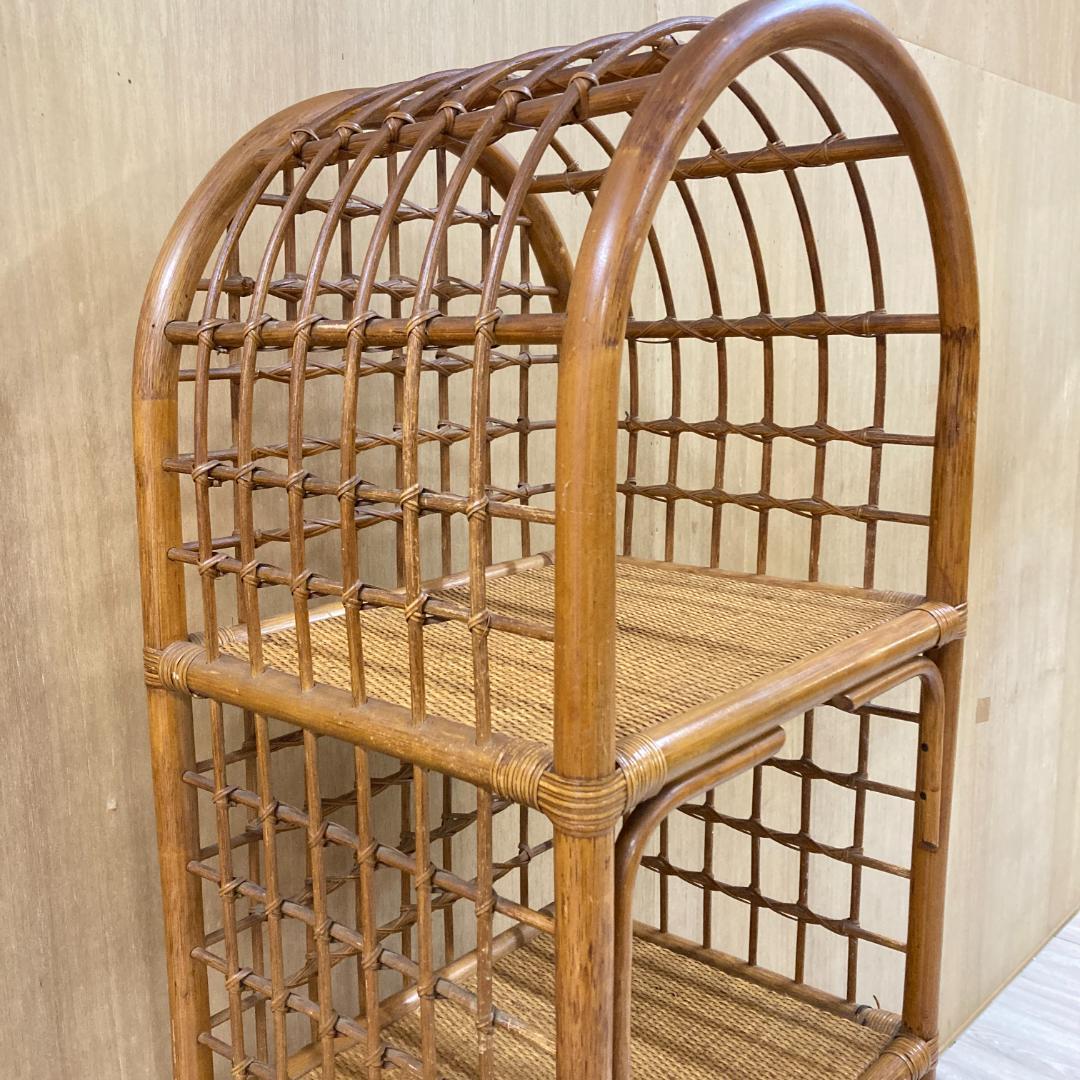 ヴィンテージ アーチ ラタン チェスト 棚 ラック 飾り棚 昭和レトロ