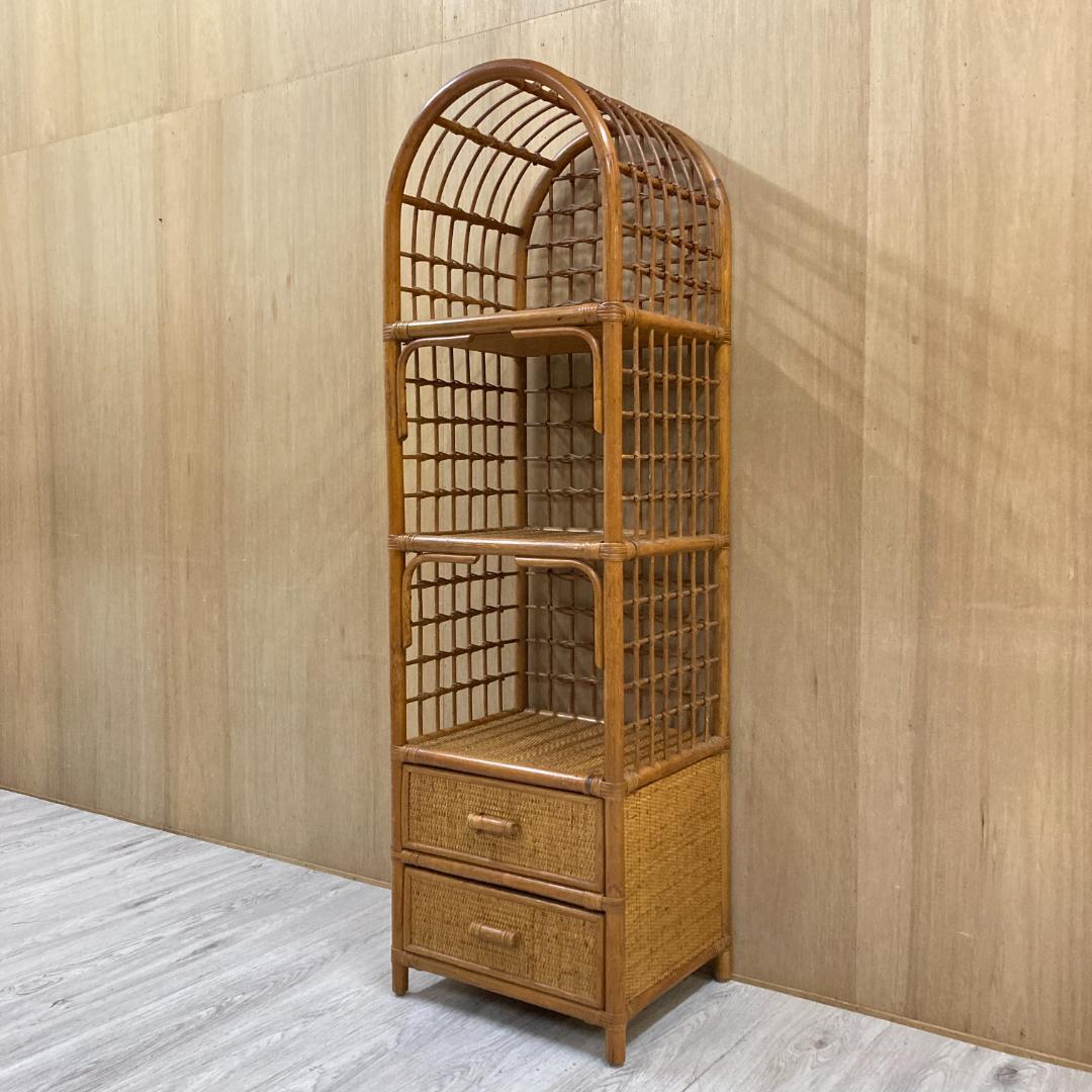 ヴィンテージ アーチ ラタン チェスト 棚 ラック 飾り棚 昭和レトロ
