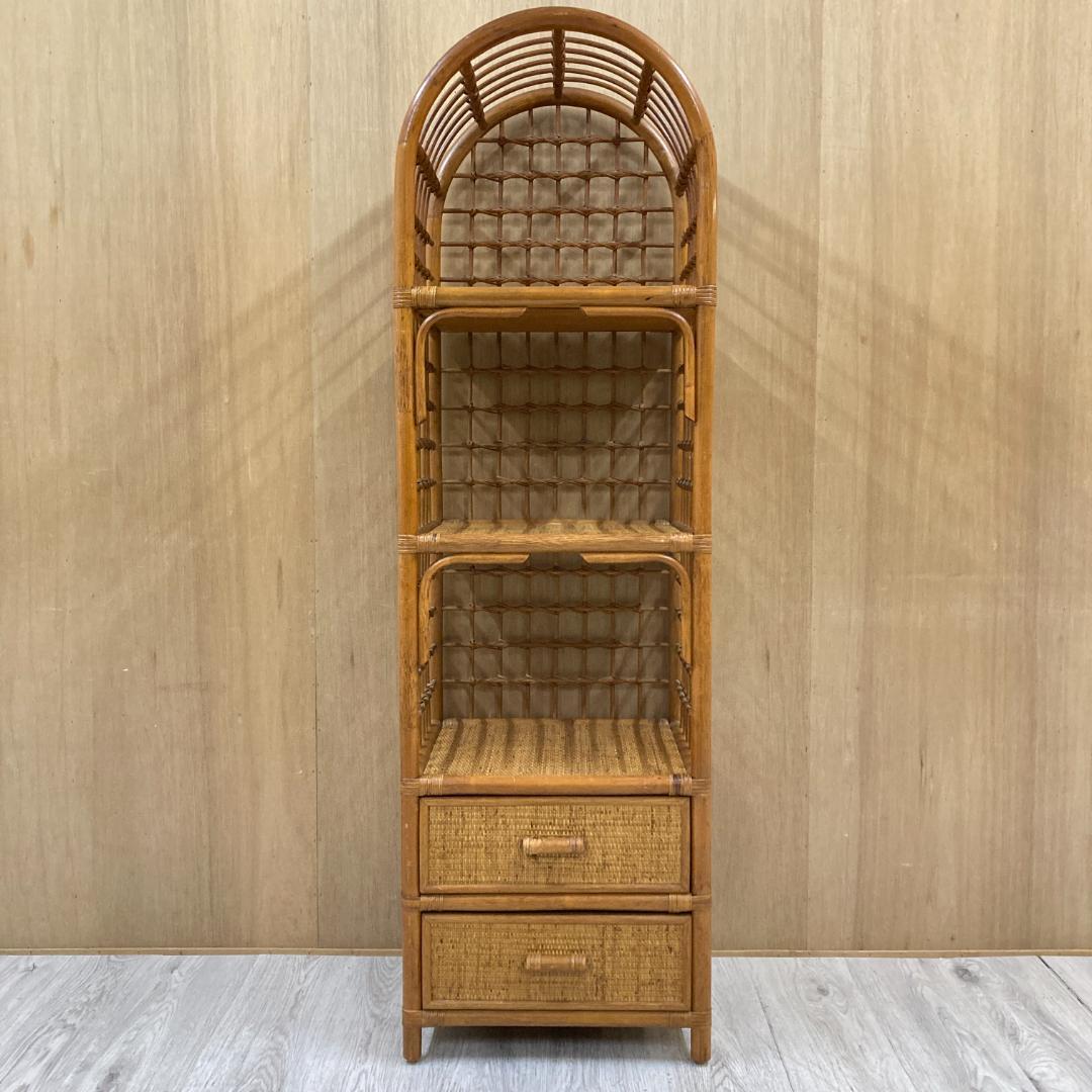 ヴィンテージ アーチ ラタン チェスト 棚 ラック 飾り棚 昭和レトロ