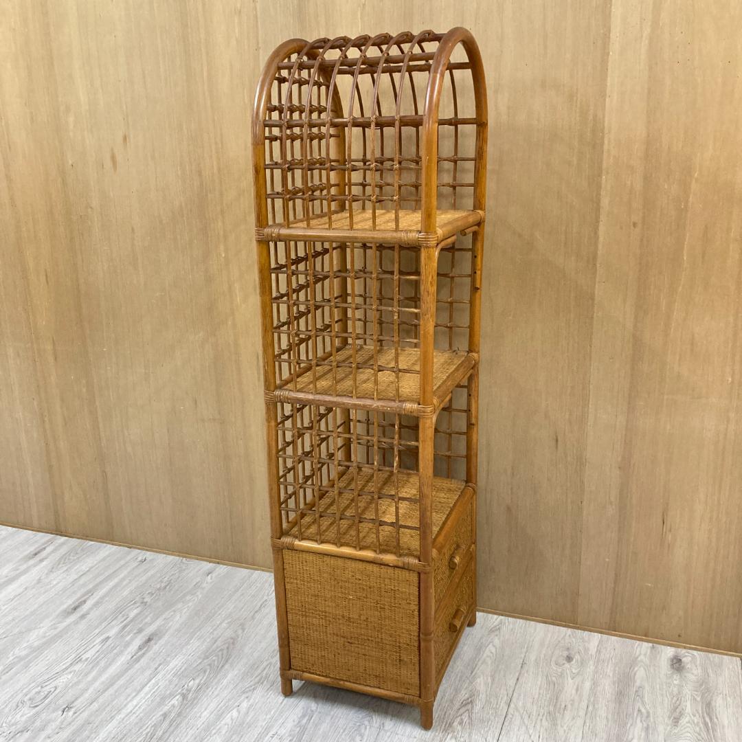 ヴィンテージ アーチ ラタン チェスト 棚 ラック 飾り棚 昭和レトロ