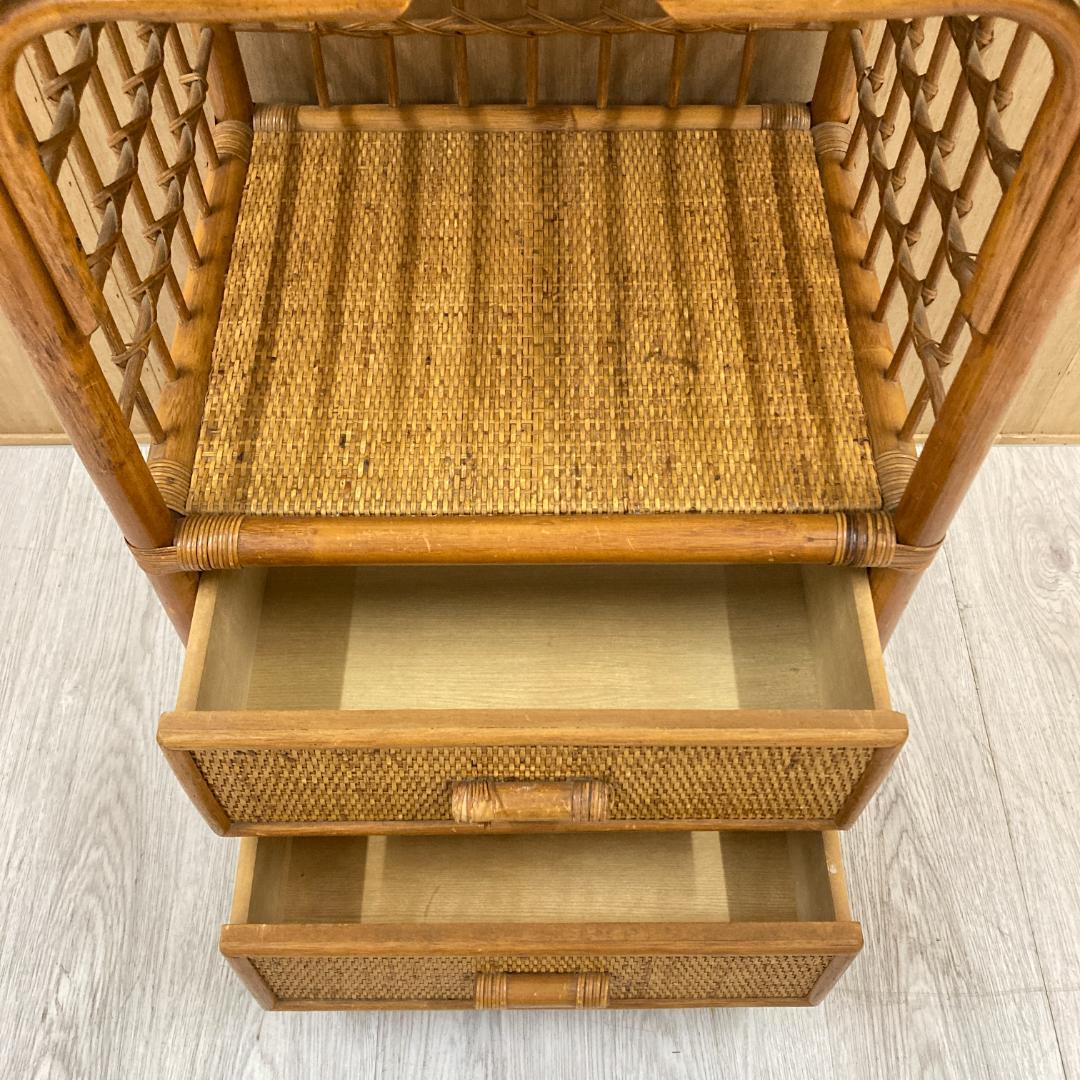 ヴィンテージ アーチ ラタン チェスト 棚 ラック 飾り棚 昭和レトロ