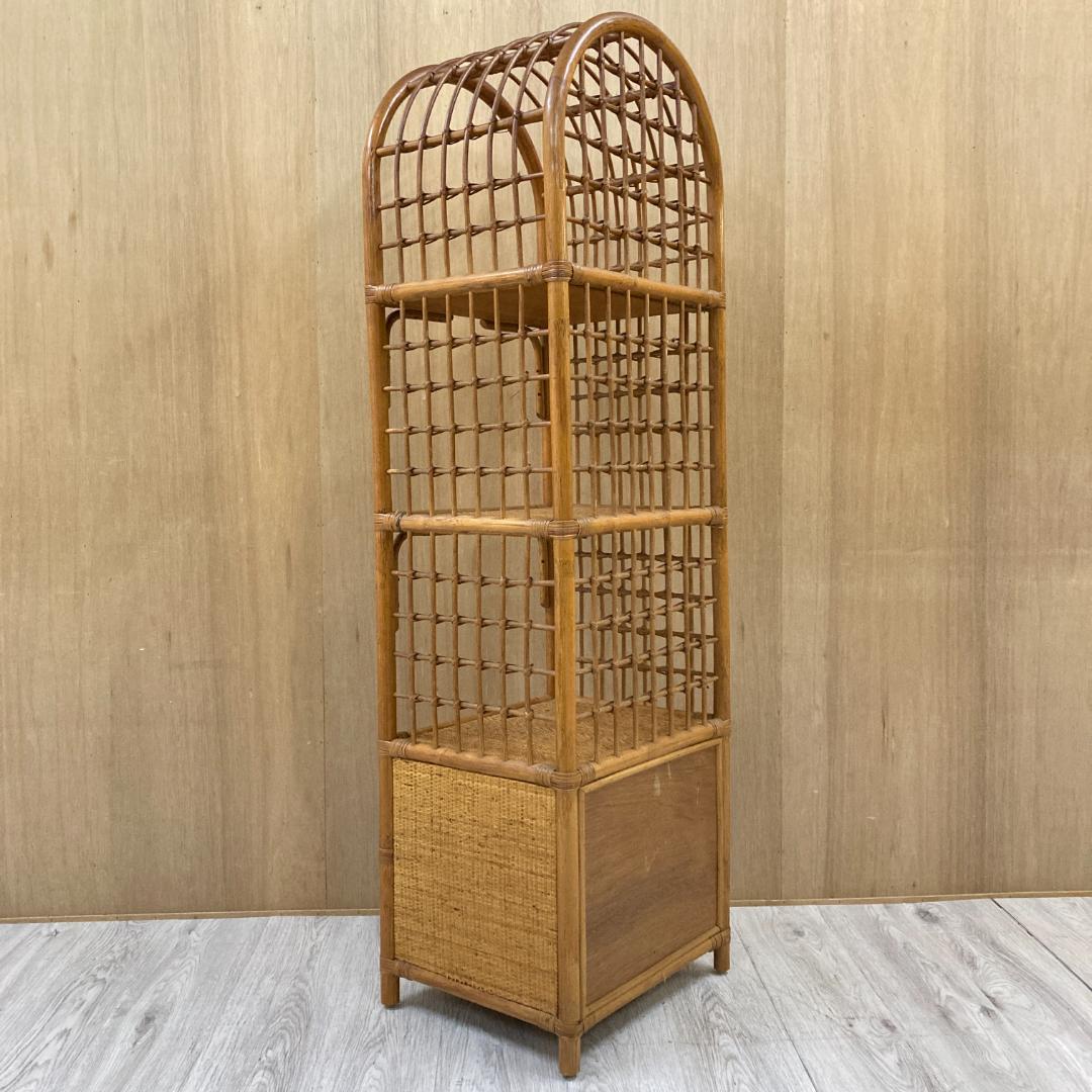 ヴィンテージ アーチ ラタン チェスト 棚 ラック 飾り棚 昭和レトロ