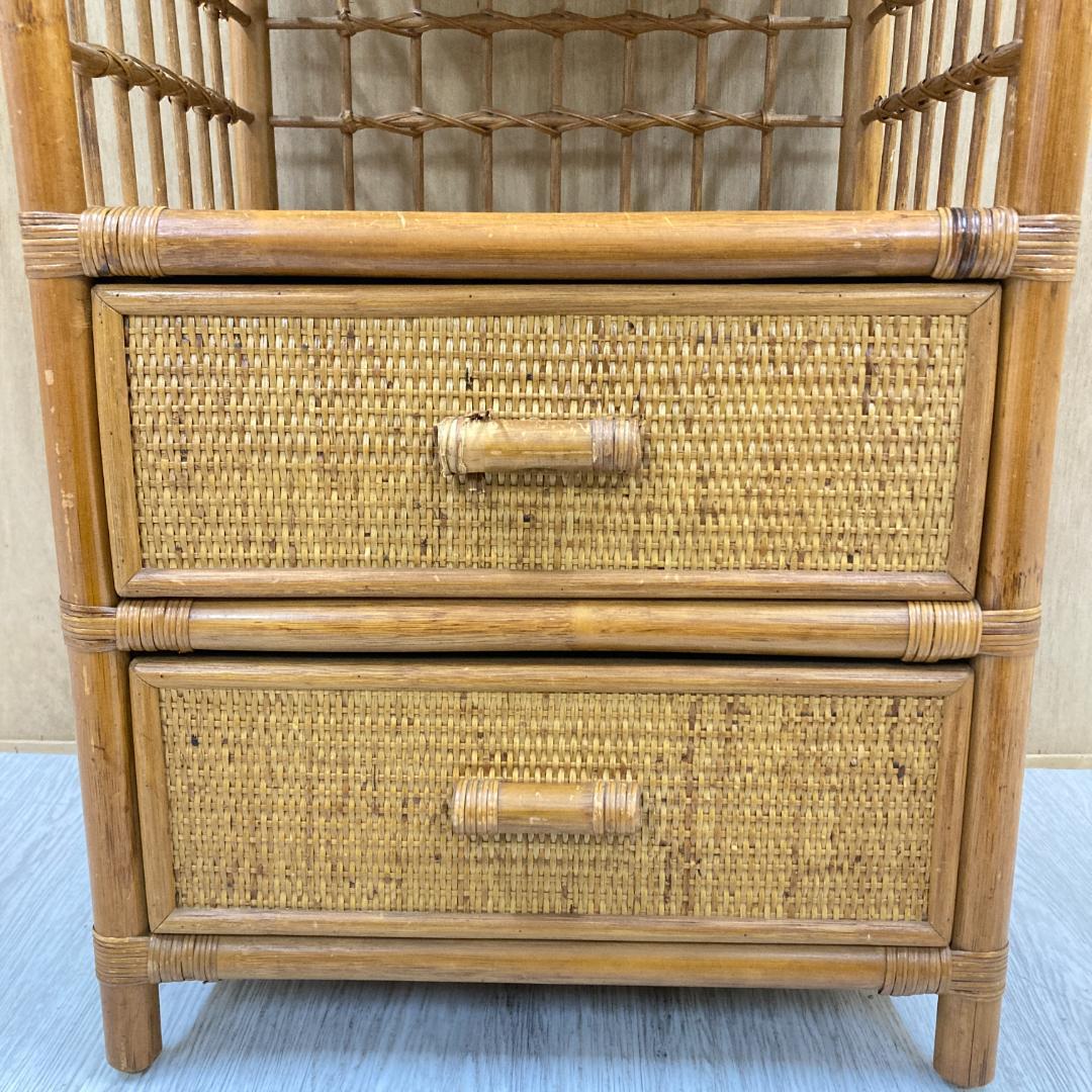 ヴィンテージ アーチ ラタン チェスト 棚 ラック 飾り棚 昭和レトロ