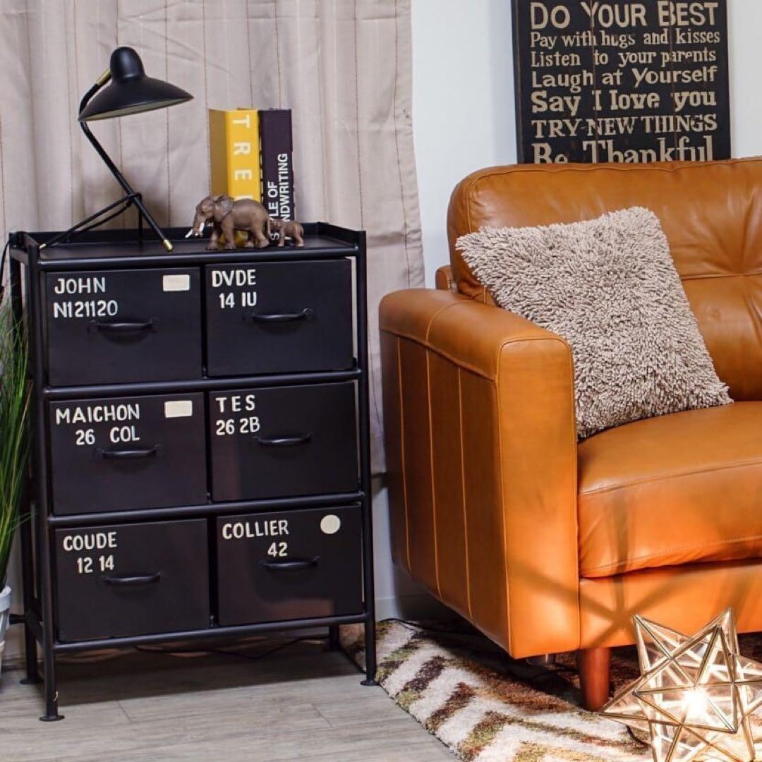 縦型 アイアンチェスト 6杯 - ブラック