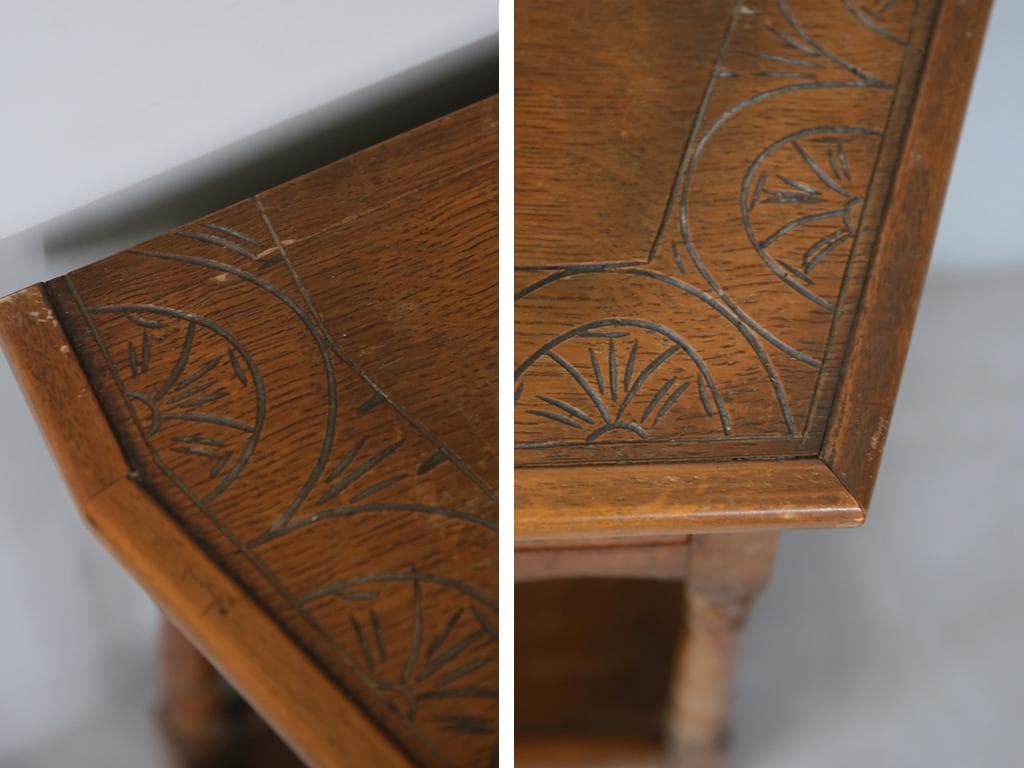 英国アンティーク木製ホールテーブル/サイドテーブル机/花台/飾り棚(92-55)