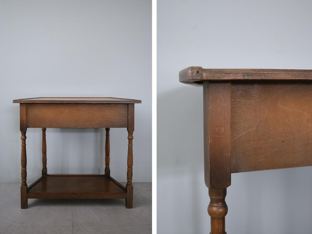 英国アンティーク木製ホールテーブル/サイドテーブル机/花台/飾り棚(92-55)