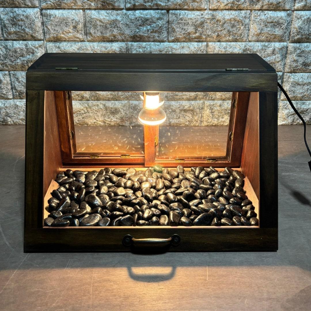 木製ホットショーケース 焼き芋保温ディスプレイケース【ダークブラウン】