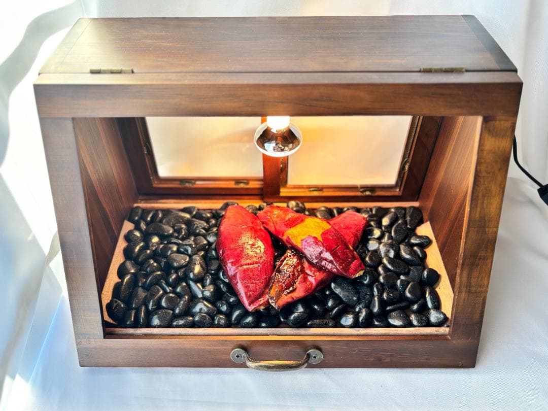 木製ホットショーケース 焼き芋保温ディスプレイケース【ダークブラウン】