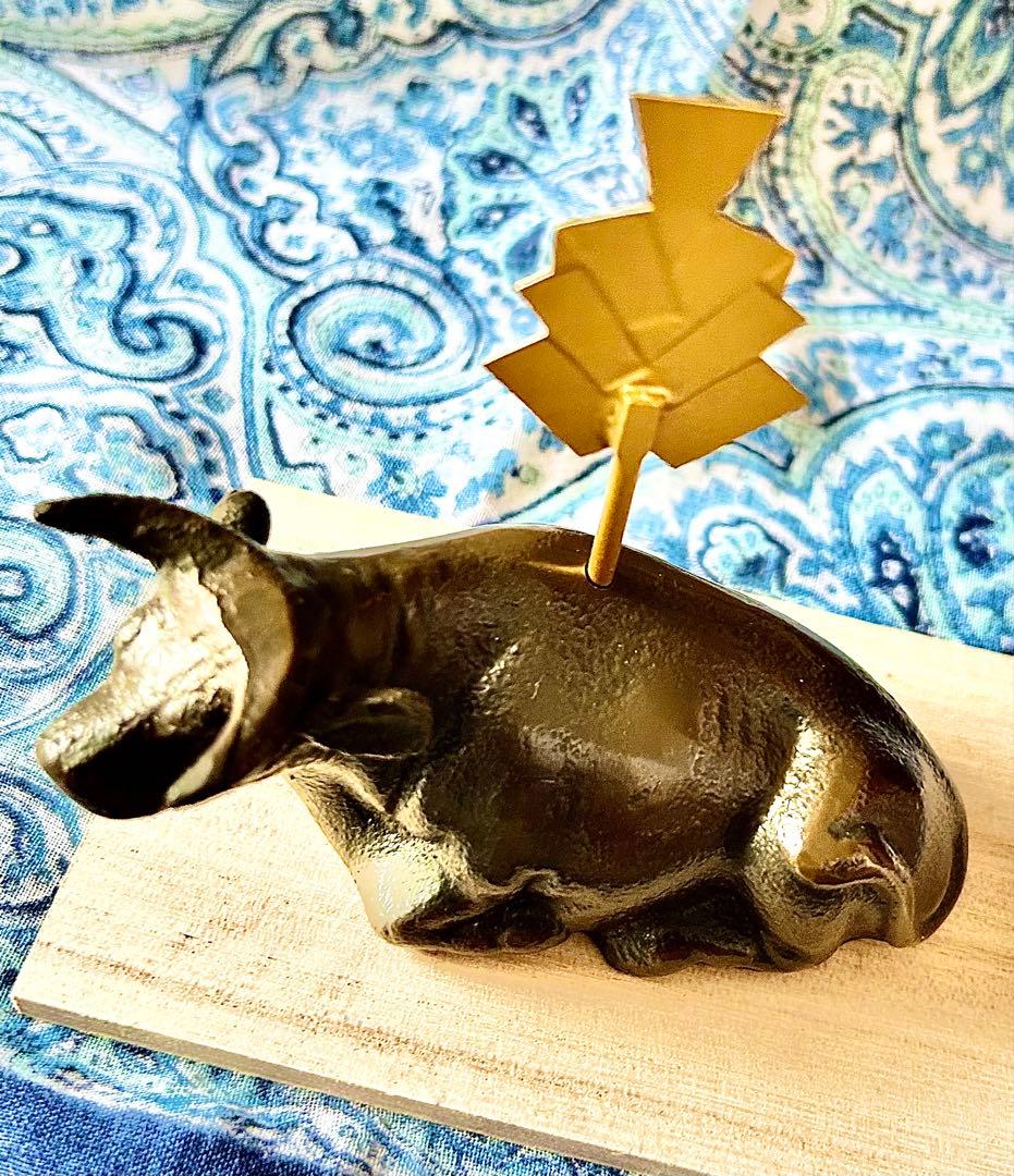 金運爆上げ 秘蔵品 秘法祈祷済み 撫で牛 銅製火防神牛像 出羽三山神社