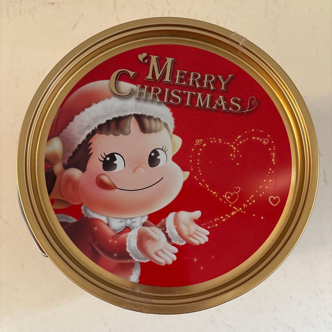 不二家 ペコちゃん バケツ缶 空き缶 レトロ缶 メリークリスマス お菓子
