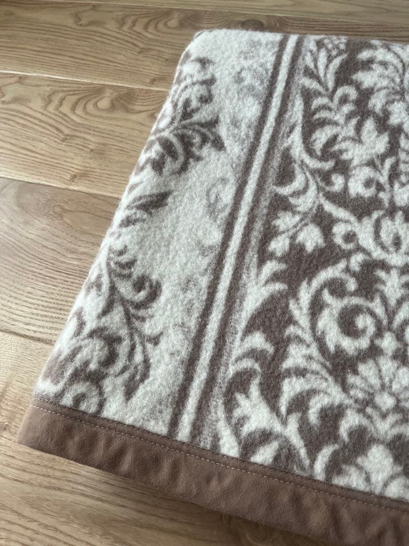 【シングル 2枚セット】京都西川 ウール100% ダマスク柄 毛布