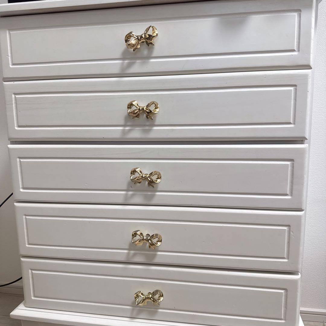 5段チェスト ロマンティックプリンセス リボンモチーフ 猫脚