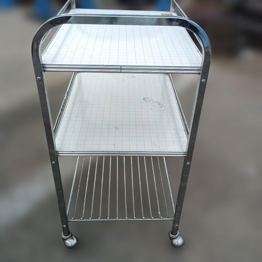 ４７０３）昭和レトロ　ワイエスのキッチンワゴン 格子模様　高圧メラミン