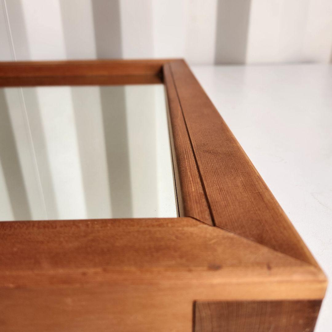 ヴィンテージ　木製フレーム　ウォールミラー 壁掛け鏡 天然木 鏡