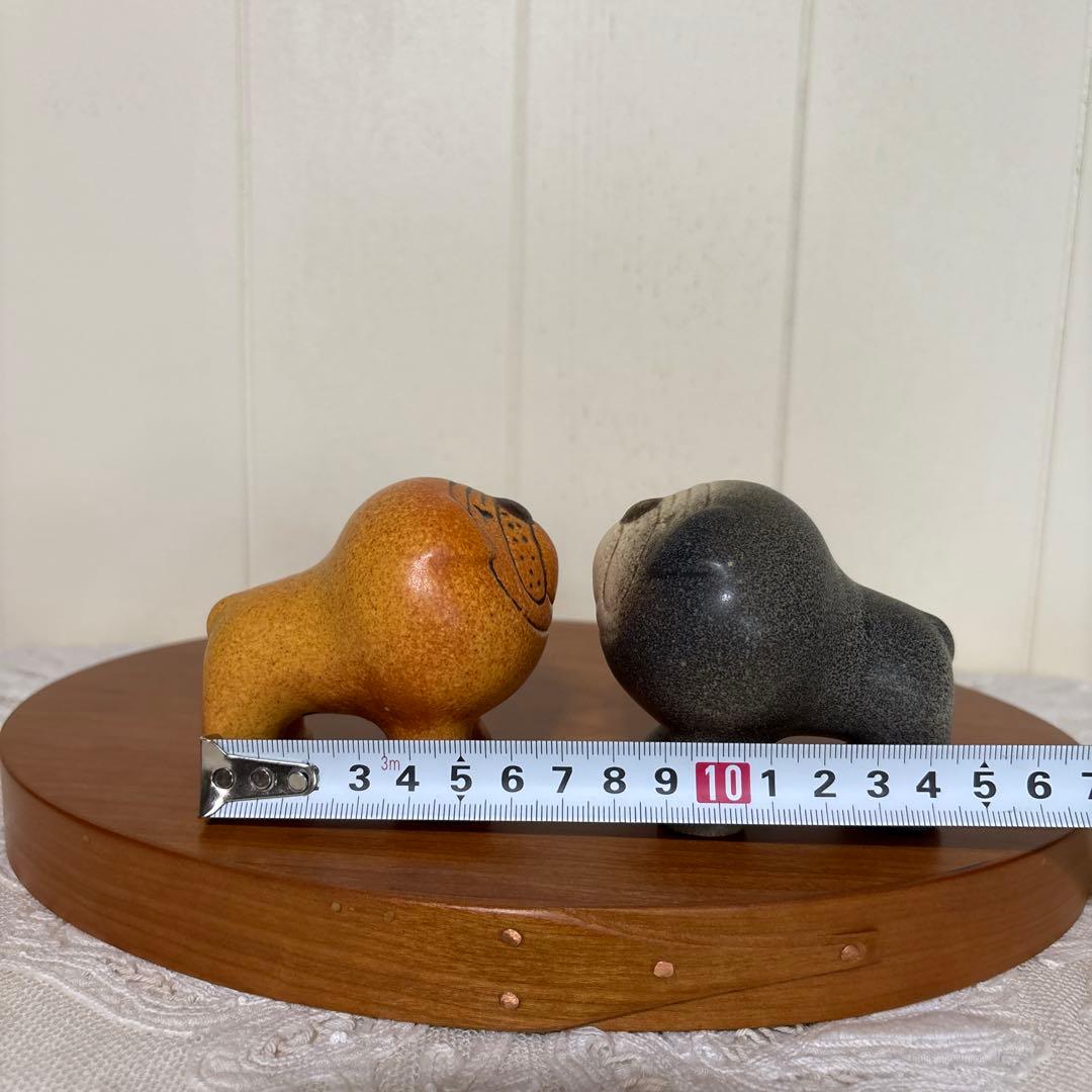 リサラーソン　ブルドッグ　ブラウン　グレー　2匹セット