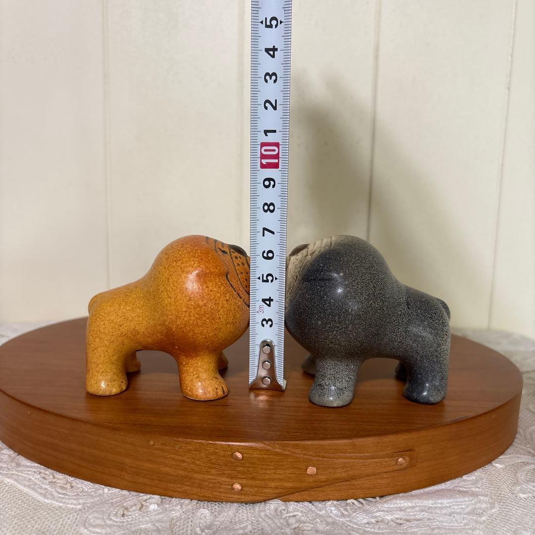 リサラーソン　ブルドッグ　ブラウン　グレー　2匹セット