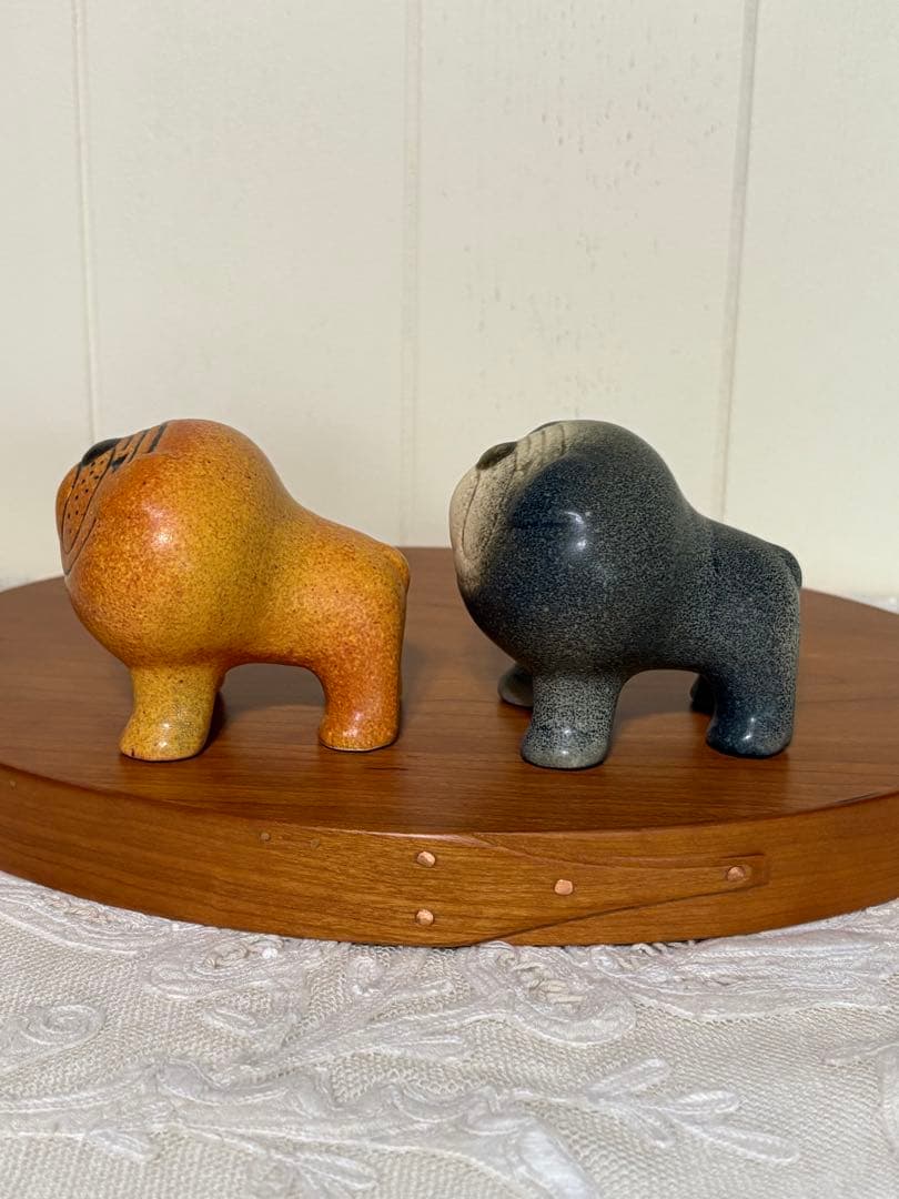 リサラーソン　ブルドッグ　ブラウン　グレー　2匹セット