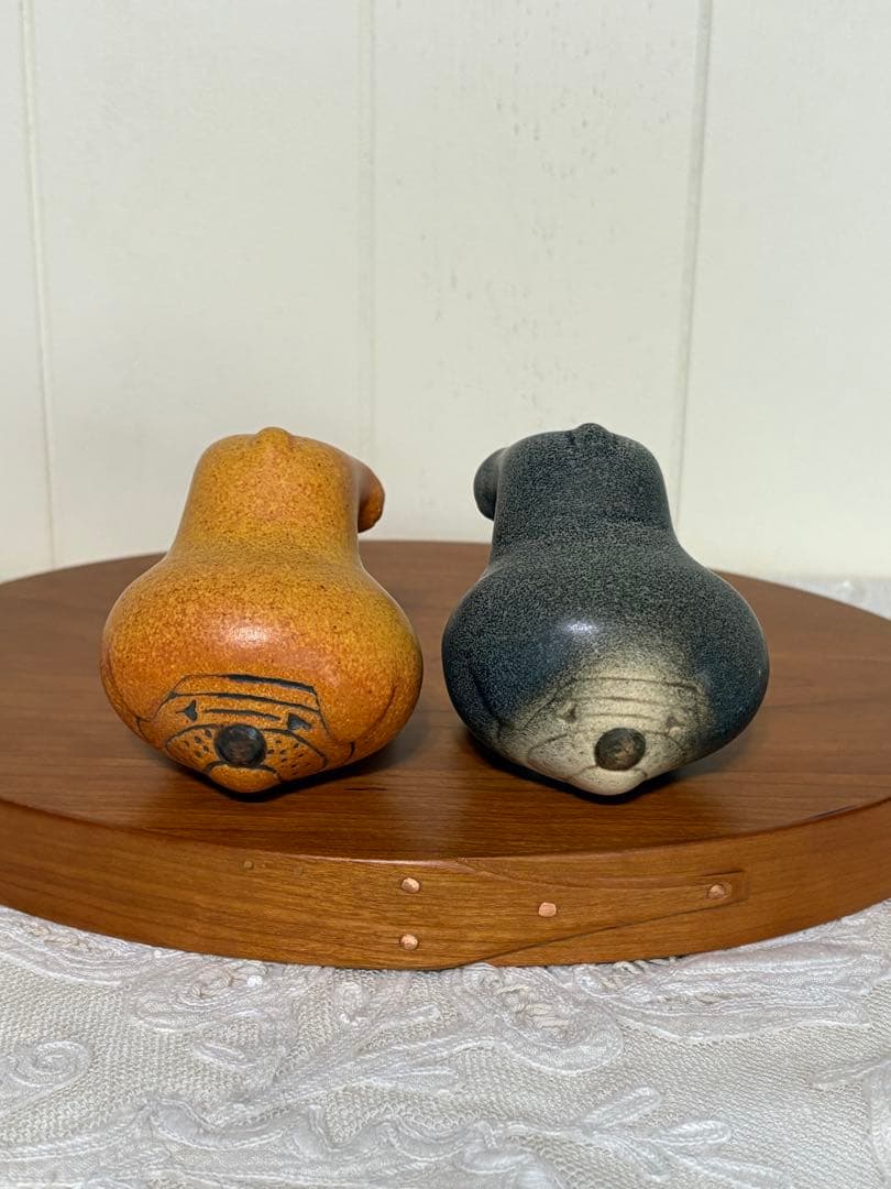 リサラーソン　ブルドッグ　ブラウン　グレー　2匹セット