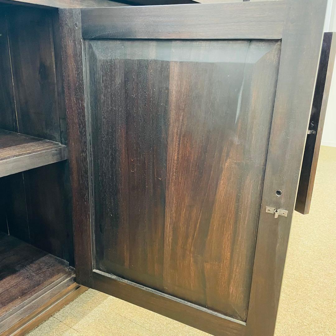 アジアン家具 チーク調 無垢風 大型サイドボード 幅187cm 高級店舗什器