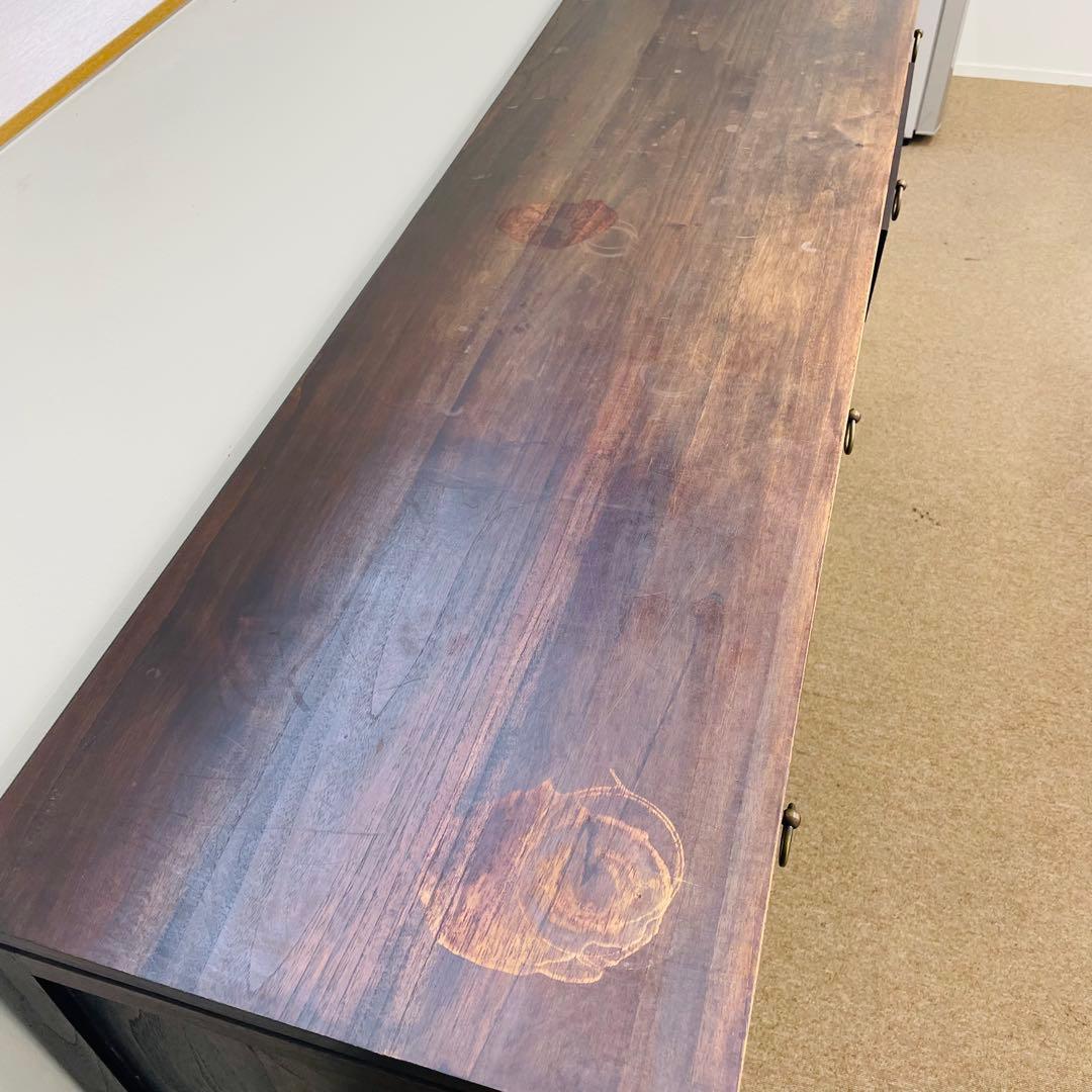 アジアン家具 チーク調 無垢風 大型サイドボード 幅187cm 高級店舗什器