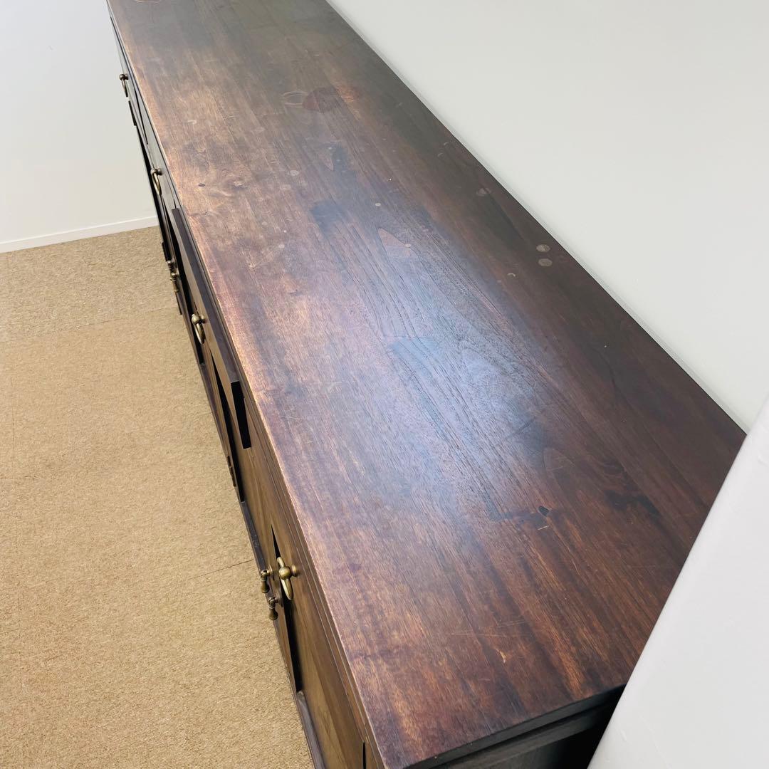 アジアン家具 チーク調 無垢風 大型サイドボード 幅187cm 高級店舗什器