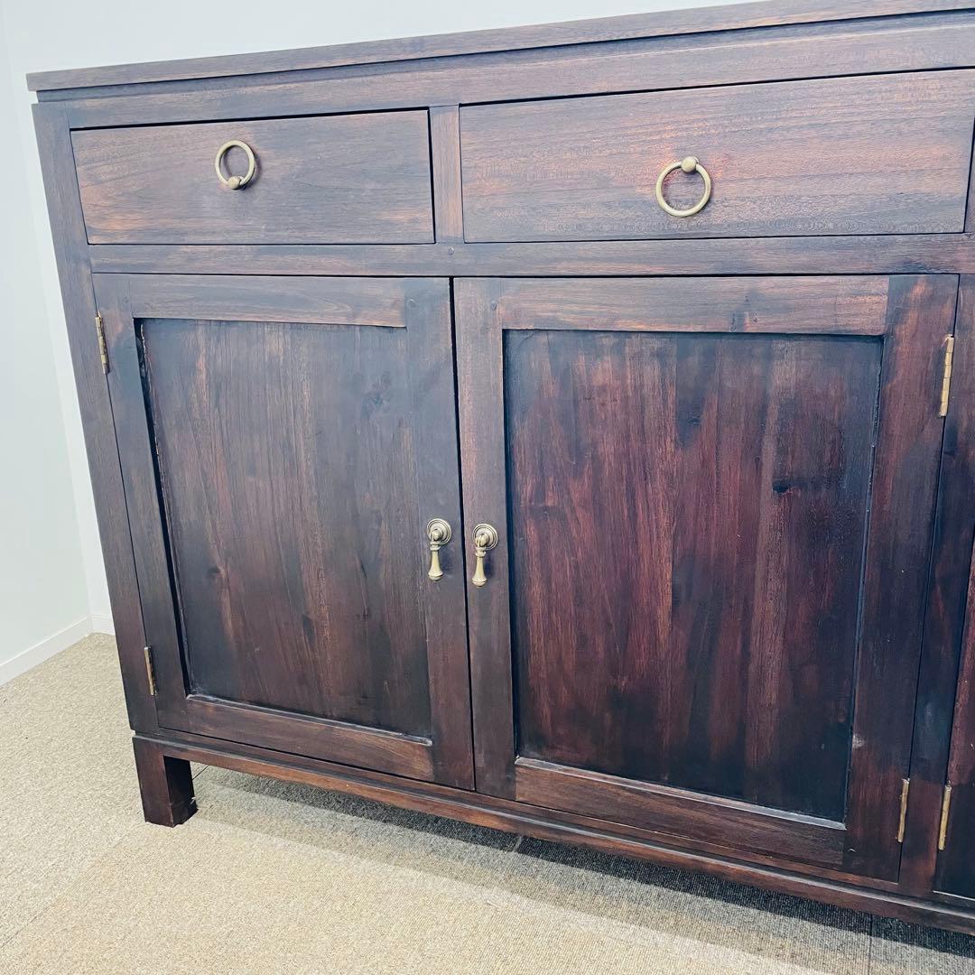 アジアン家具 チーク調 無垢風 大型サイドボード 幅187cm 高級店舗什器