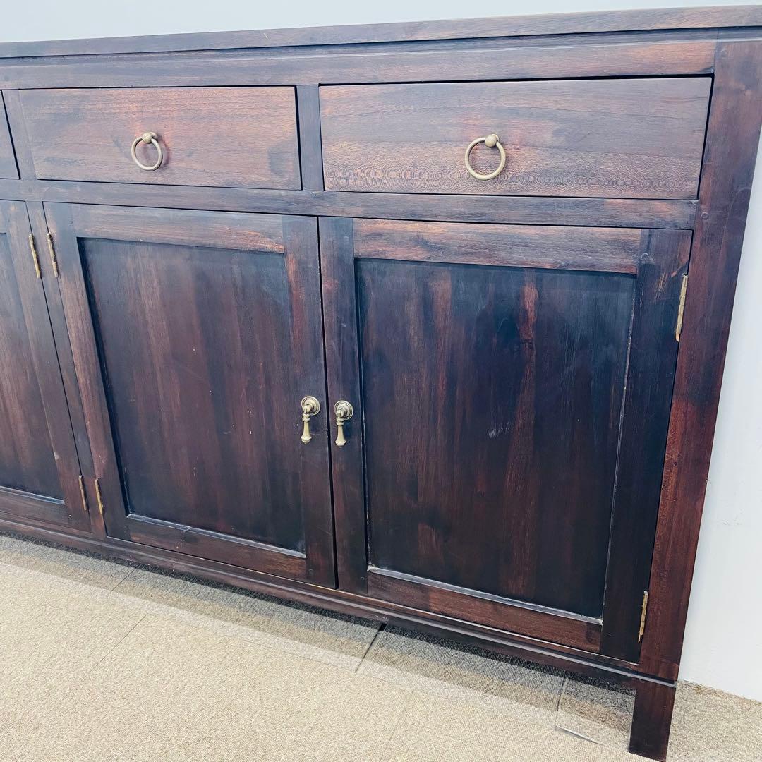 アジアン家具 チーク調 無垢風 大型サイドボード 幅187cm 高級店舗什器