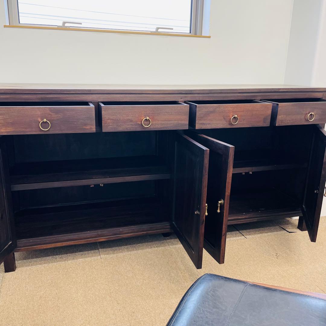 アジアン家具 チーク調 無垢風 大型サイドボード 幅187cm 高級店舗什器