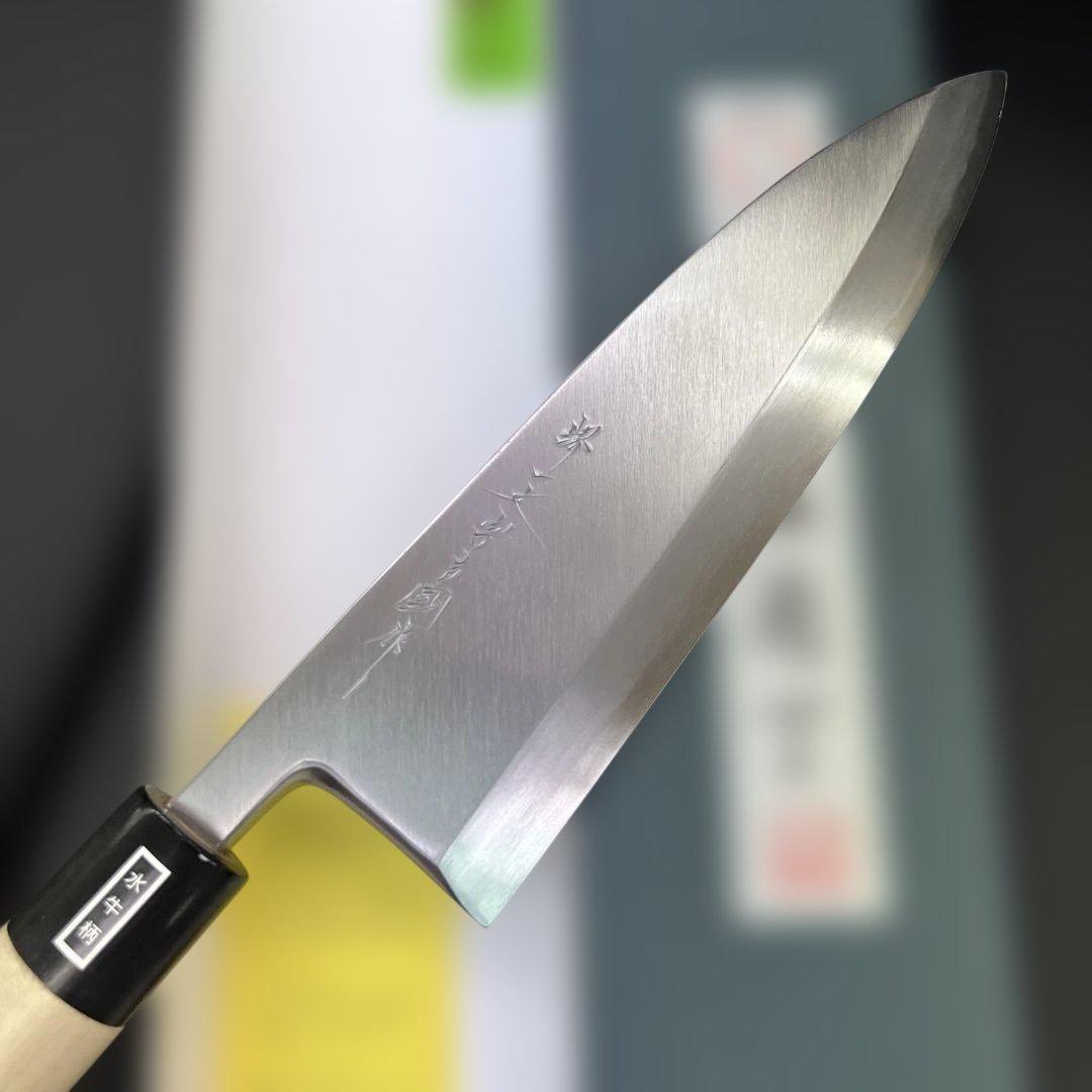 ★新品送料込★白二鋼はがね鍛造出刃包丁210mm七寸水牛柄マチ磨き裏押し加工