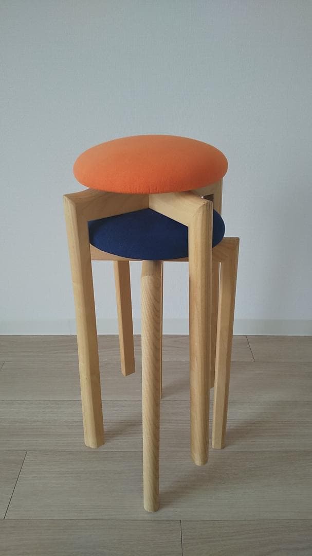 【送料込】匠工芸 マッシュルームスツール Sサイズ （ネイビー＆オレンジ）