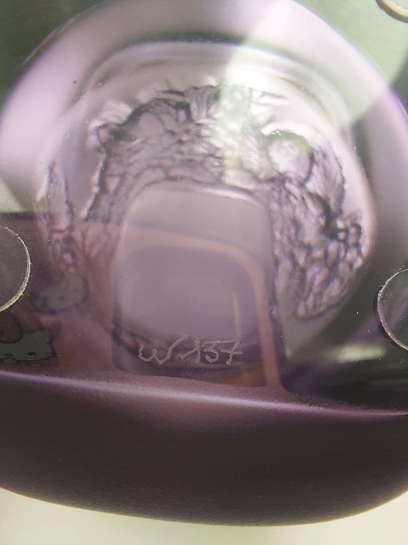 LALIQUE ベース ピヴォワーヌ パープルガラス工芸 アール・ヌーヴォー