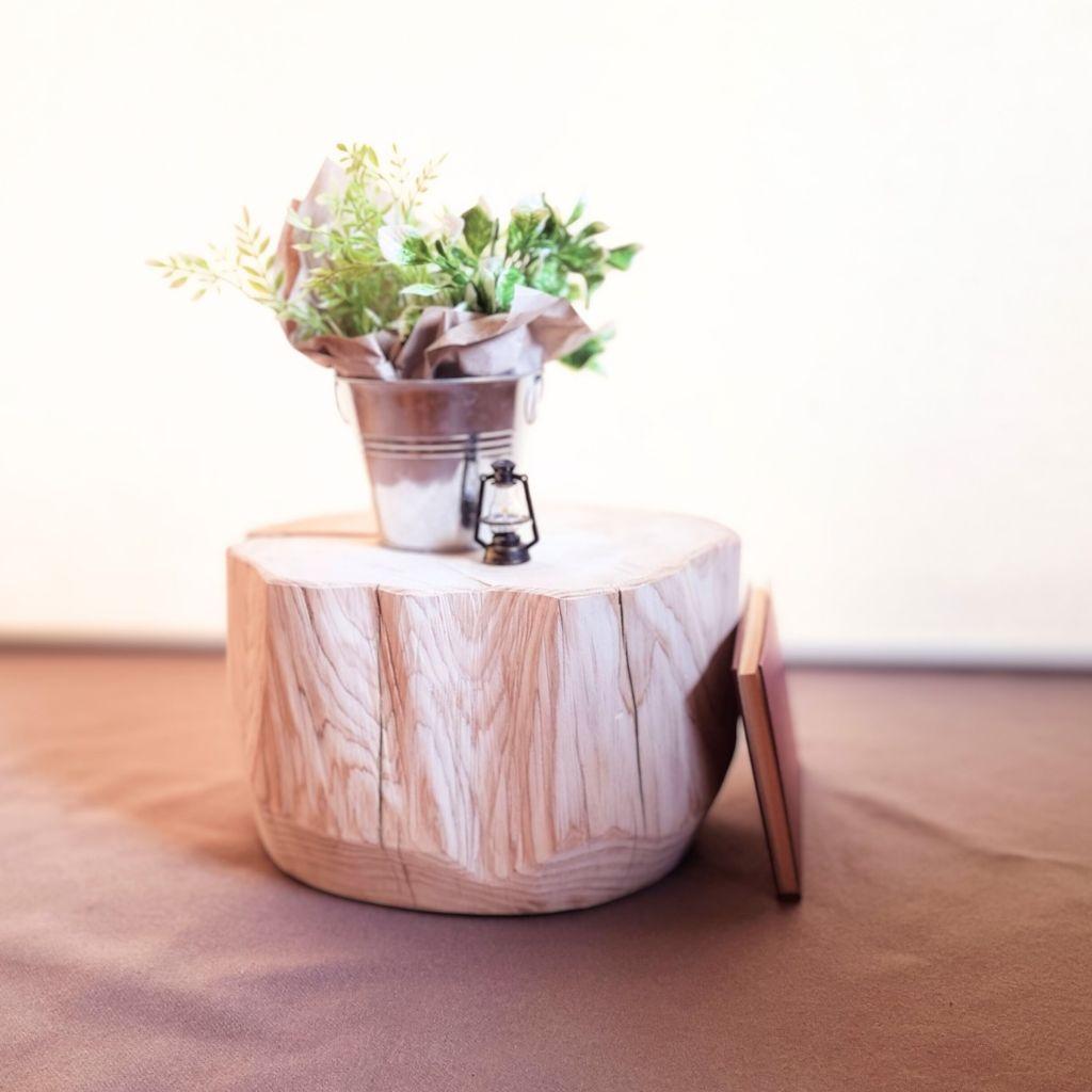 【セール品】ナチュラルウッドのサイドテーブル 木の温もりとひのきの香り