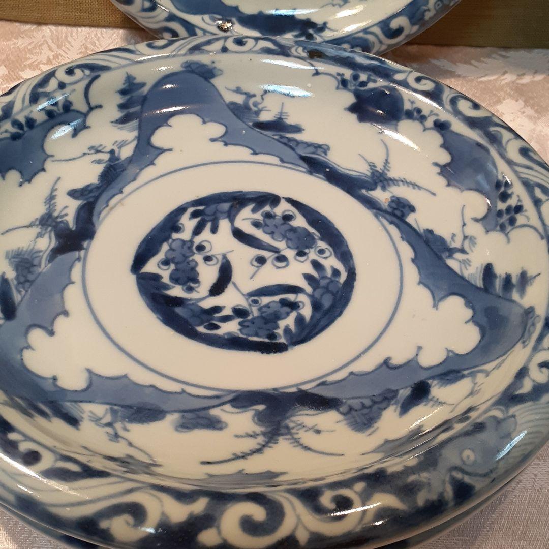 希少❤️古伊万里～玉縁蛸唐草紋平皿揃い