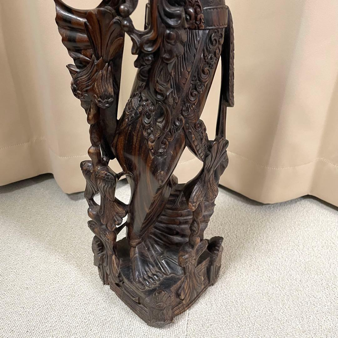 バリ島　木彫り　女性像　彫刻　黒檀　アンティーク　置物